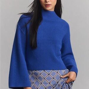 Maeve Cobalt Blue cropped Cowl Neck Sweater, size Small